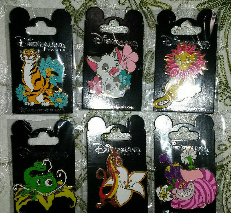 Flowers 2020 Disney Paris Dlp 6 Pins Set Pua Pascal Rajah Cheshire Mushu Simba
