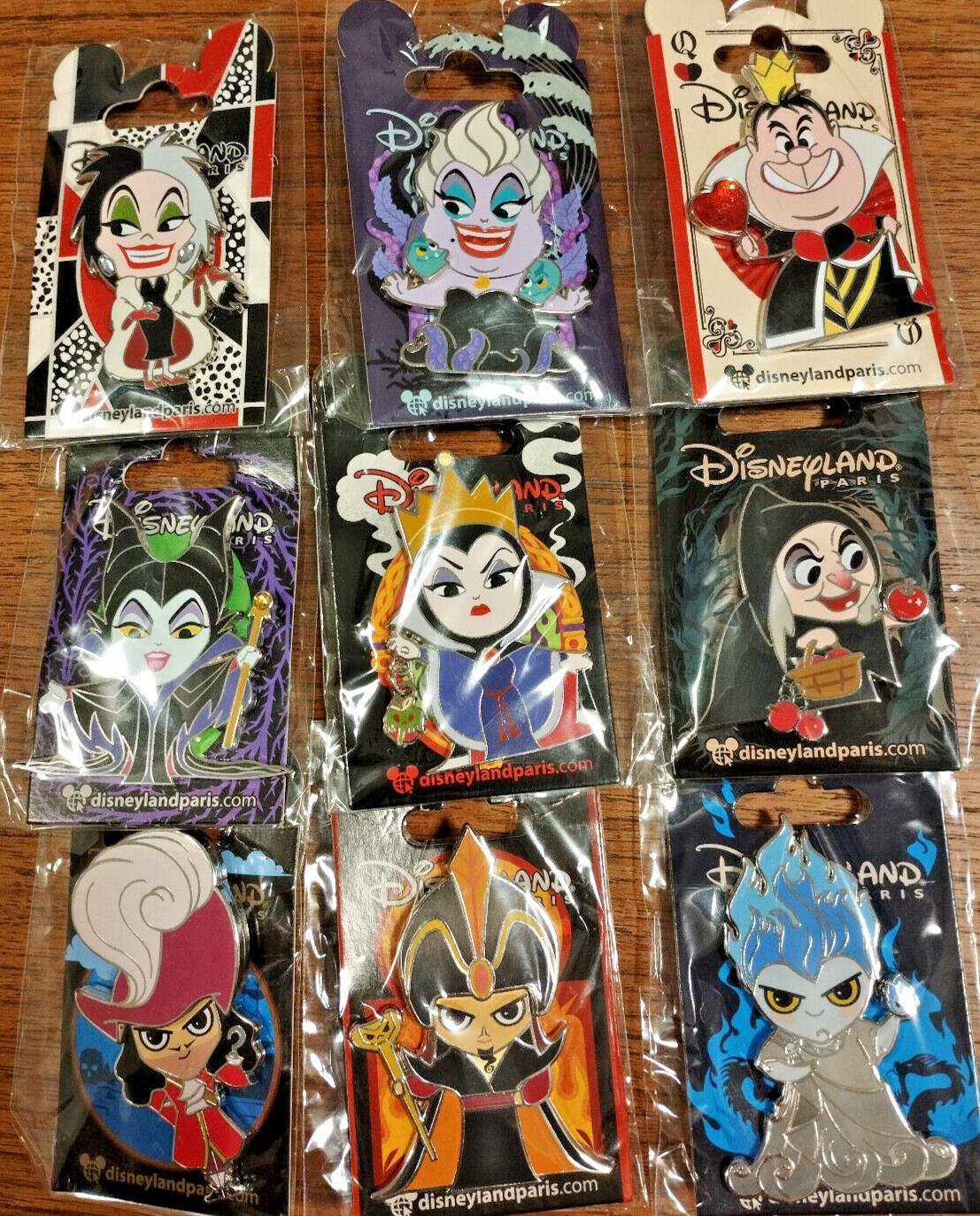 Hades Cruella etc Cute Villains Series Disney Land Paris DLP Nov 2022 9 Pins Set