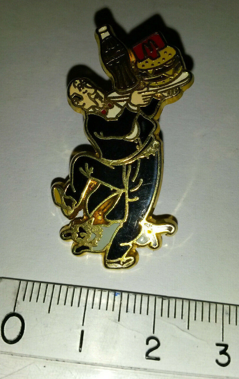 Nestor serving Coca Cola and Mc Donald with cat running Tintin Pin