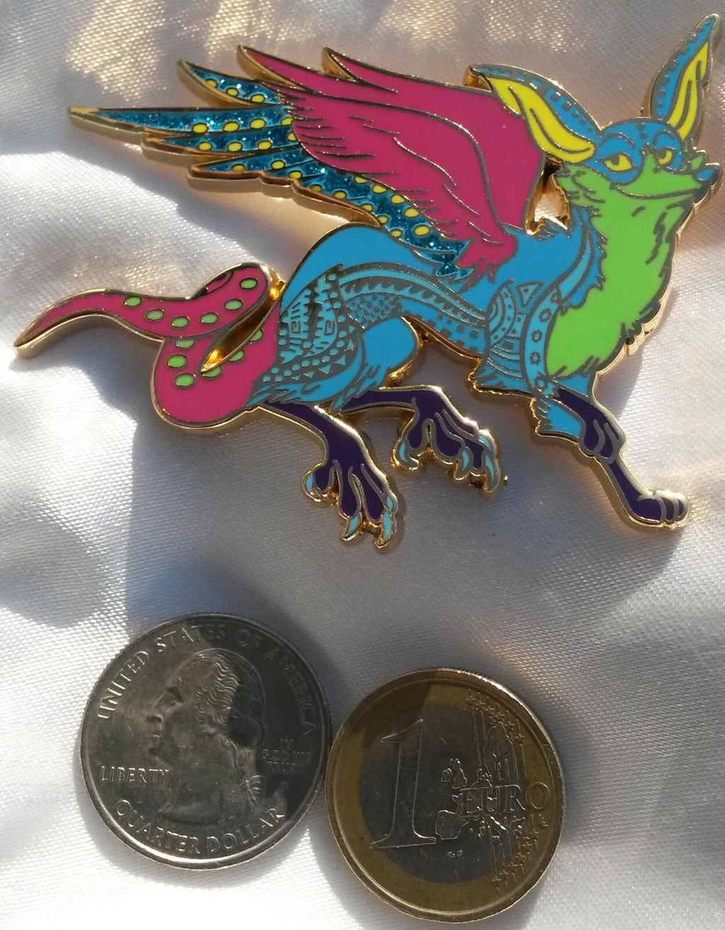 Alebrije of Fox Eagle red Snake LE60 glitter pin fairy - tale - pins Pin