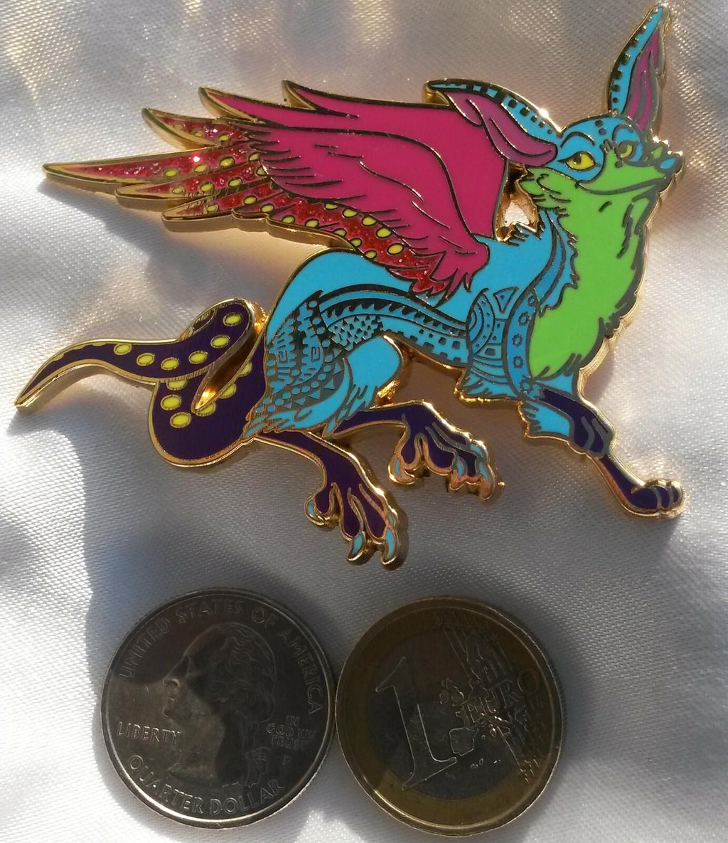 Alebrije of Fox Eagle violet Snake LE60 glitter pin fairy - tale - pins Pin