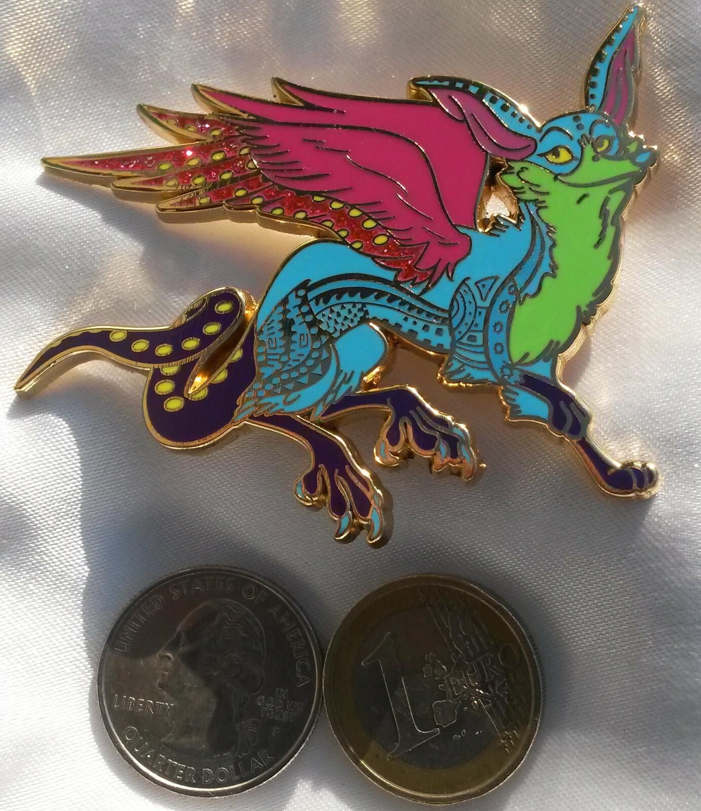Alebrije of Fox Eagle violet Snake LE60 glitter pin fairy - tale - pins Pin