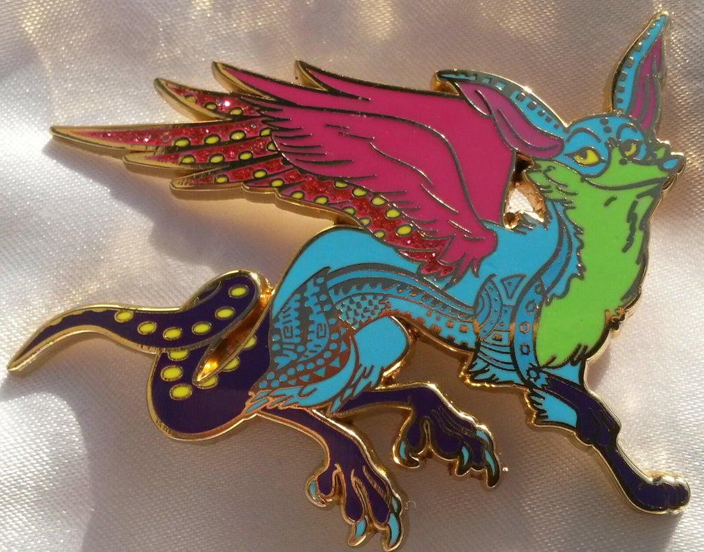 Alebrije of Fox Eagle violet Snake LE60 glitter pin fairy - tale - pins Pin