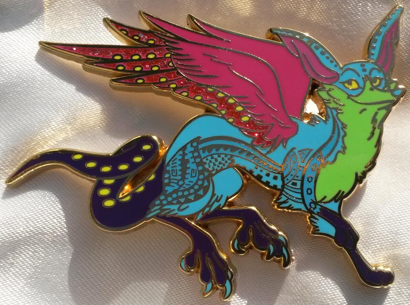 Alebrije of Fox Eagle violet Snake LE60 glitter pin fairy - tale - pins Pin