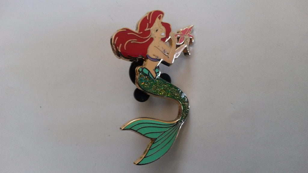 Ariel (mermaid) Princess with Flower v2 Disney Paris Dlrp Dlp glitter 2009 Pin