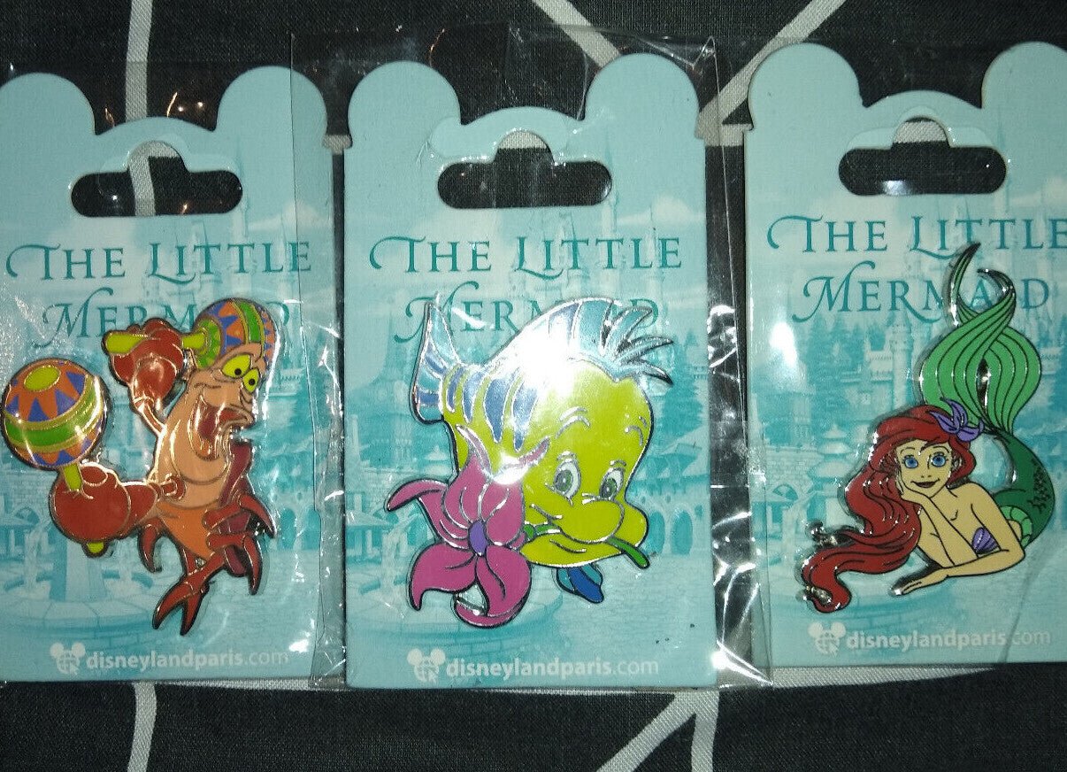 Ariel The Little Mermaid Flounder Sebastian Dlp Disney Land Paris 2018 3 Pins