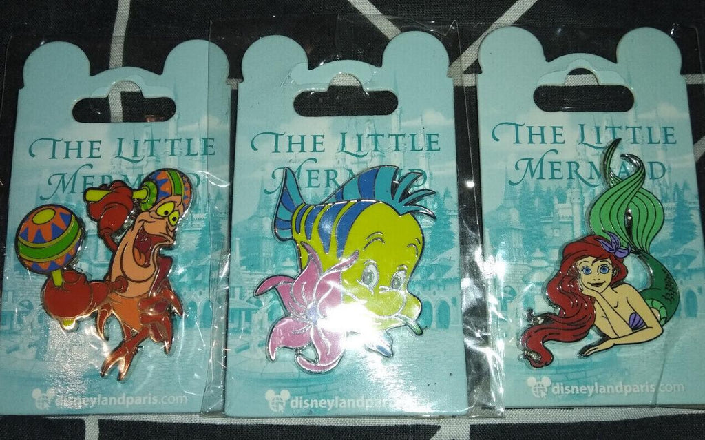 Ariel The Little Mermaid Flounder Sebastian Dlp Disney Land Paris 2018 3 Pins
