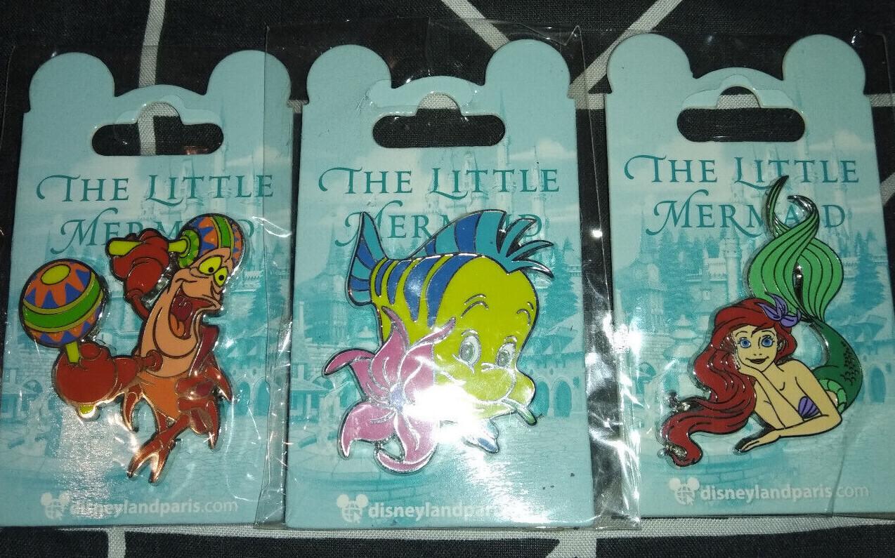 Ariel The Little Mermaid Flounder Sebastian Dlp Disney Land Paris 2018 3 Pins