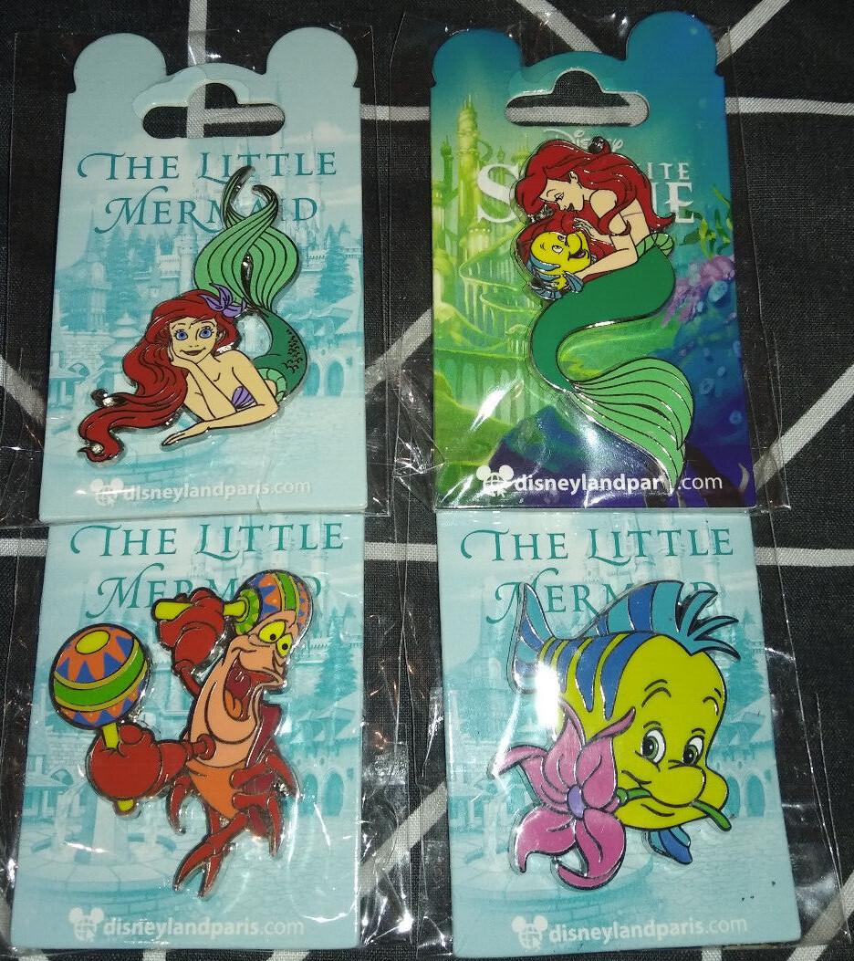 Ariel The Little Mermaid Flounder Sebastian Dlp Disney Land Paris 4 Pins