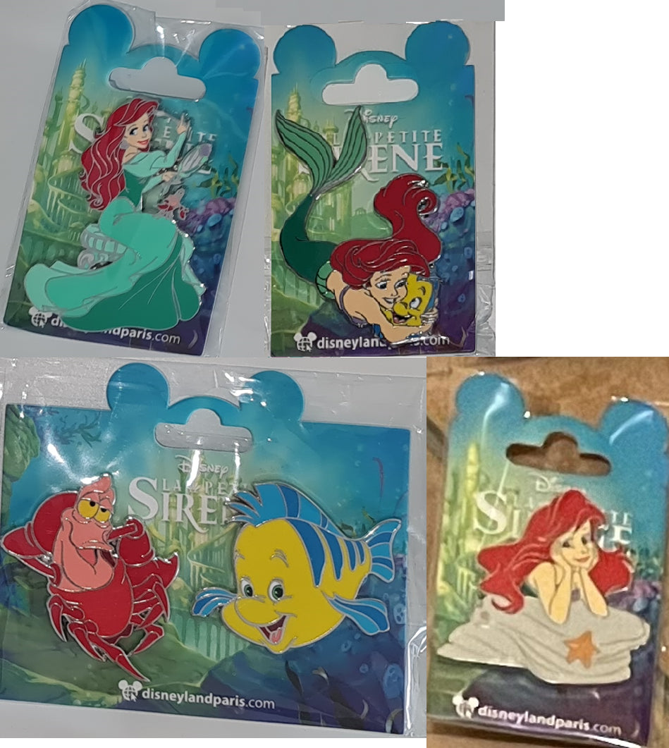 Ariel the little Mermaid Sebastian Flounder 2 pin Disney Land Paris Dlp 2022 Pin