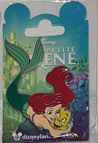 Ariel the little Mermaid swimming & hugging Flounder Disney L Paris Dlp 2022 Pin