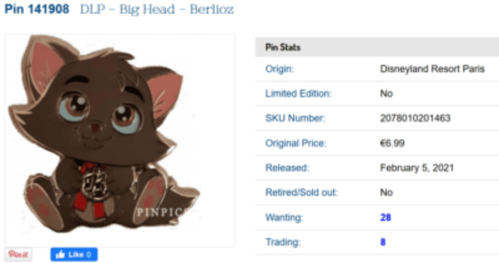 Big Head Mini Child Cute Series Berlioz Aristocat Disney Paris Dlrp Dlp 2021 Pin
