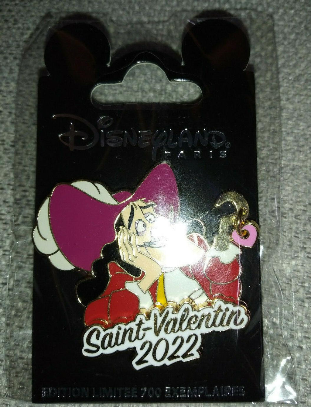 Captain Hook St Valentin Valentine 2022 Disney Land Paris LE 700 Dlp Dangle Pin