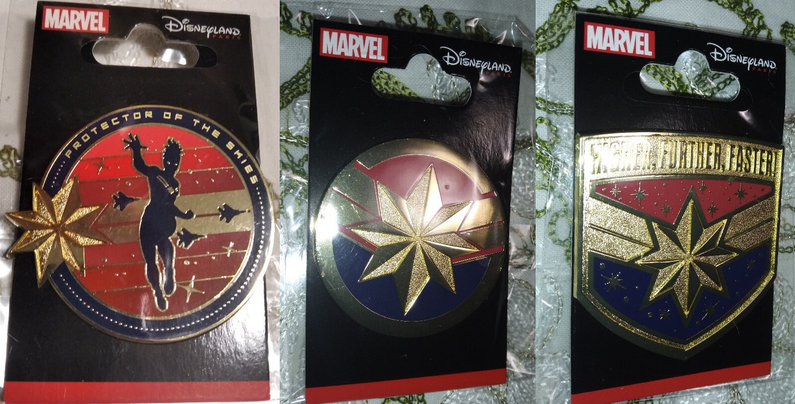 Captain Marvel Disney Land Paris Dlrp DLP Dece 2022 3 Pins Set