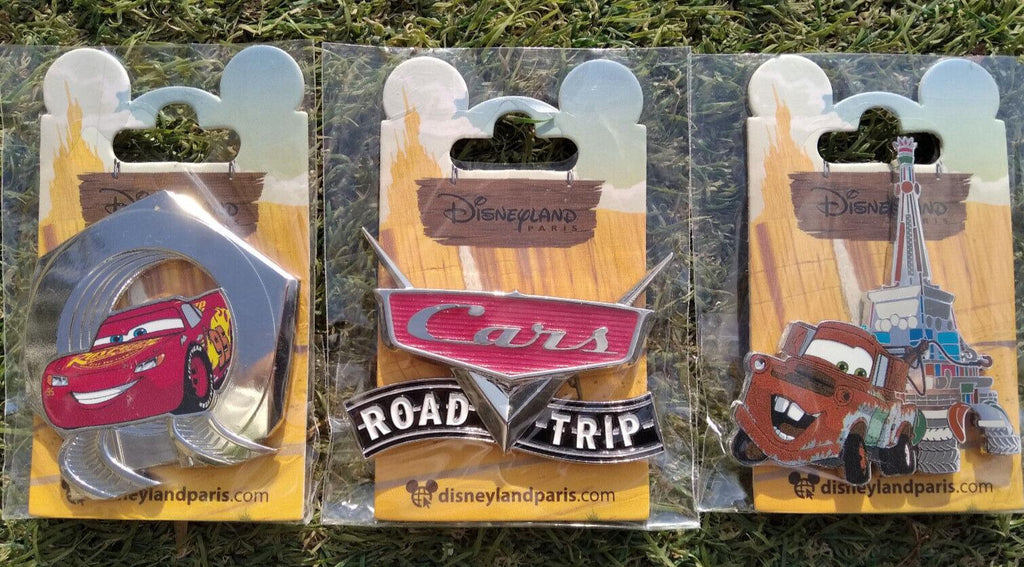 Cars Flash McQueen Tow Mater Logo 3 pins set Disney Land Paris DLP Nov 2022 Pin