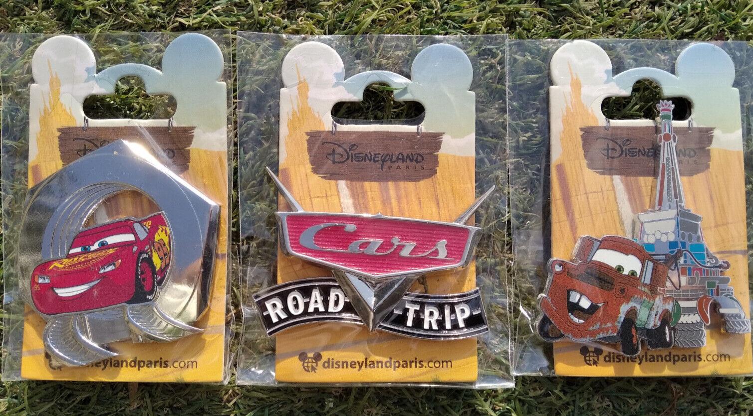 Cars Flash McQueen Tow Mater Logo 3 pins set Disney Land Paris DLP Nov 2022 Pin