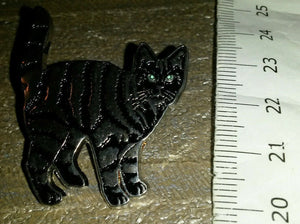 青い目の黒とシルバーの猫のピン