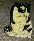 Cat Black and White licking its Paws Pin