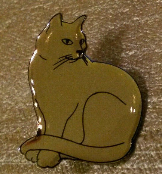 Cat proudly posing silver/mirror colour Pin