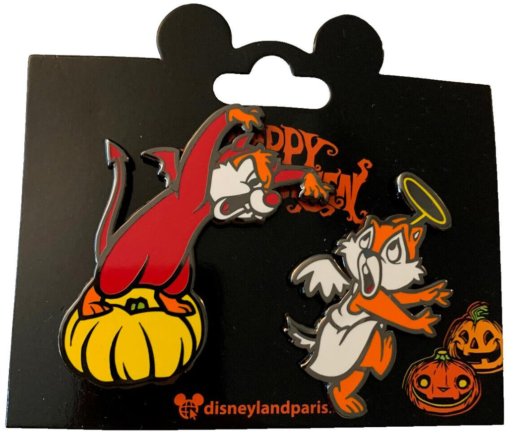 Chip and Dale Angel & Devil Set Halloween Disney Land Paris DLP Sep 2024 2 Pins