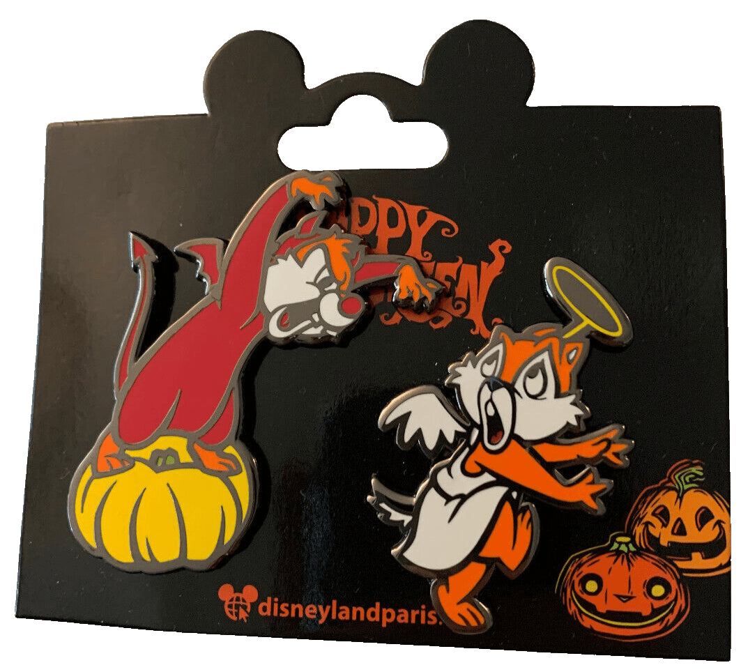 Chip and Dale Angel & Devil Set Halloween Disney Land Paris DLP Sep 2024 2 Pins