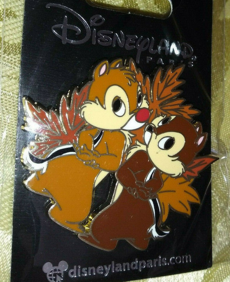Chip and Dale Brown Leaves Flower Series Disney Land Paris Dlrp Dlp Fev 2022 Pin