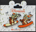 Chip & Dale Riding on Snowboard Winter Ski Set Disney Paris Dlp Feb 2025 2 Pins
