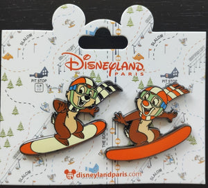 チップとデール スノーボードに乗る ウィンタースキーセット ディズニーパリ Dlp 2025年2月 ピン2個