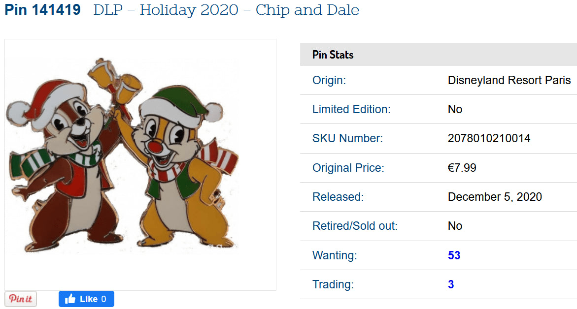Chip & Dale Santa Ringing Bells Disney Land Paris Dlrp Dlp 05/12/ 2020 Xmas Pin