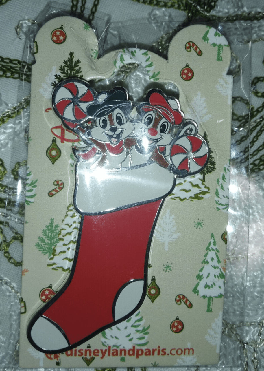 Christmas Chip and Dale in a Sock Disney Land Paris DLP Dec 2022 Pin