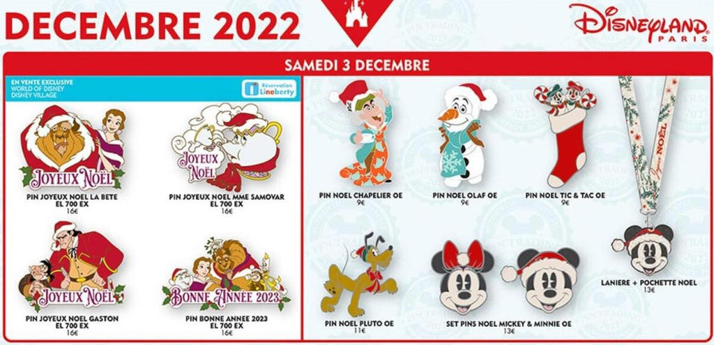 Christmas Mad Hatter Olaf Chip Pluto Mickey Min Disney Paris DLP 2022 5 Pins Set