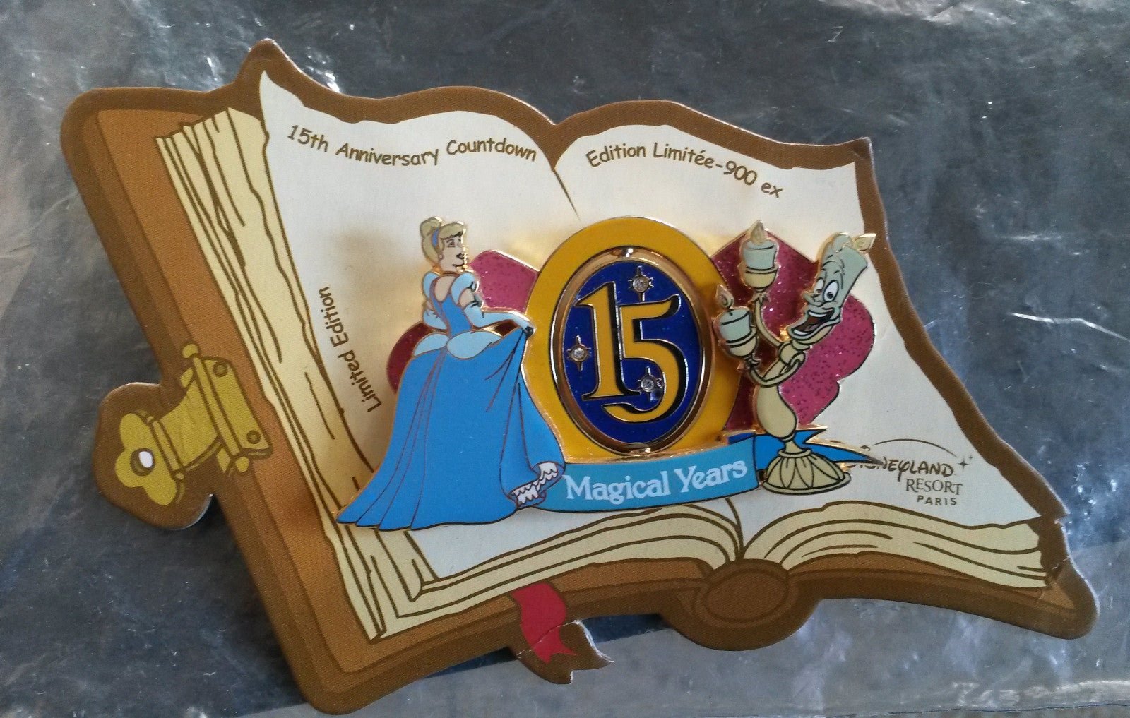 Cinderella Lumiere Countdown to 15th anniversary J - 10 LE Disney Paris Dlp Pin