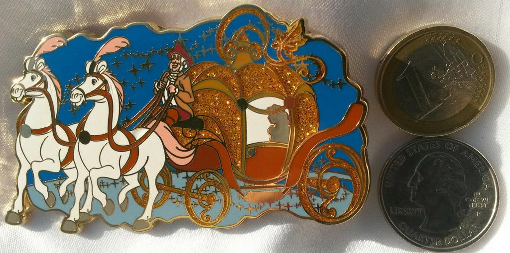 Cinderella 's Pumpkin Coach with Horses LE 60 Glitter fairy - tale - pins Jumbo Pin