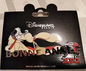 クルエラ ダルメシアン ハッピーニューイヤー 2022 ディズニー・パリ LE 700 DLP ジャンボ ダングル ピン