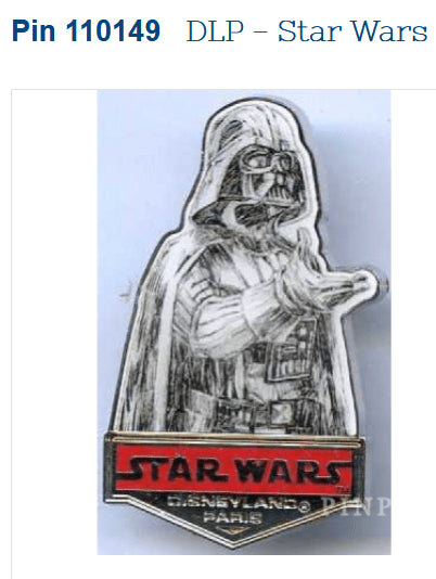 Darth Vader (Dark Vador) Sketched Star Wars Disney Land Paris Dlrp Dlp 2015 Pin