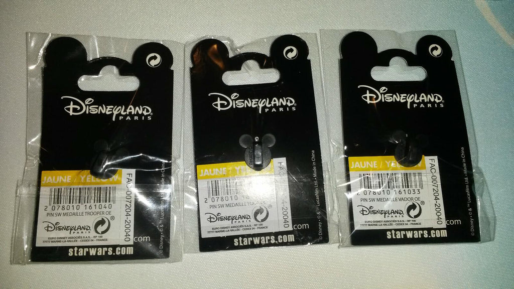 Darth Vader Yoda Storm Trooper Star Wars Medal Disney Paris Dlp 2015 3D 3 Pins