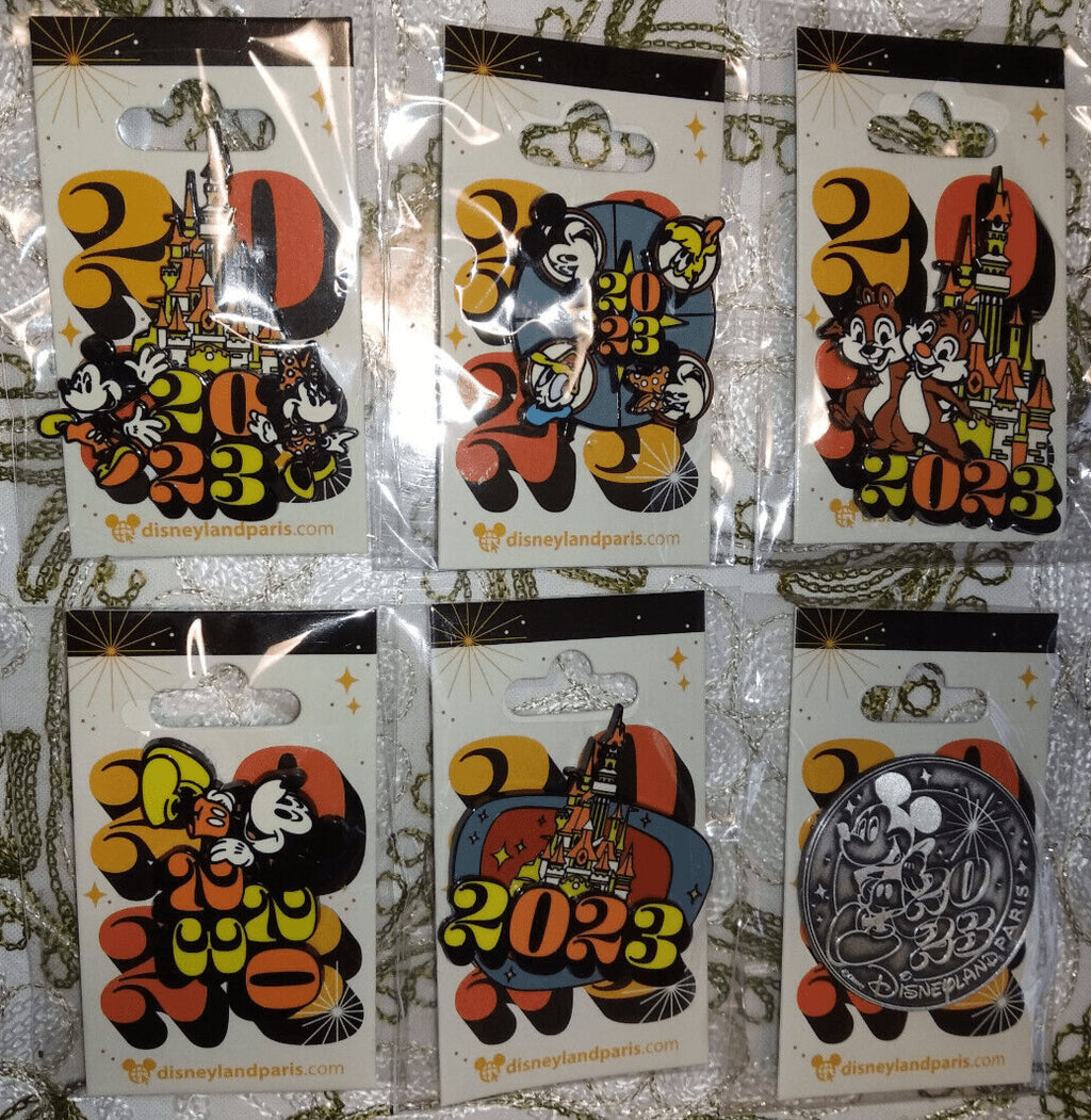 Disney Paris Dlp January 2023 Celebration 6 pins Set Mickey Minnie Chip Spinner