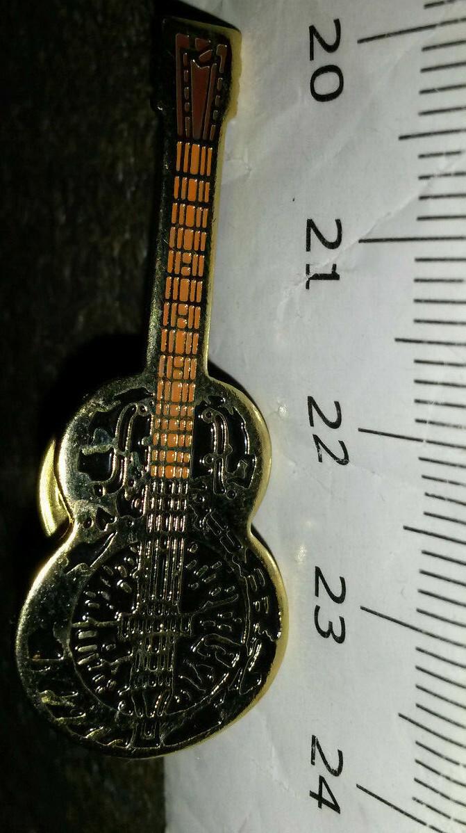 Dobro Style Guitar Black on Gold Colour Pin