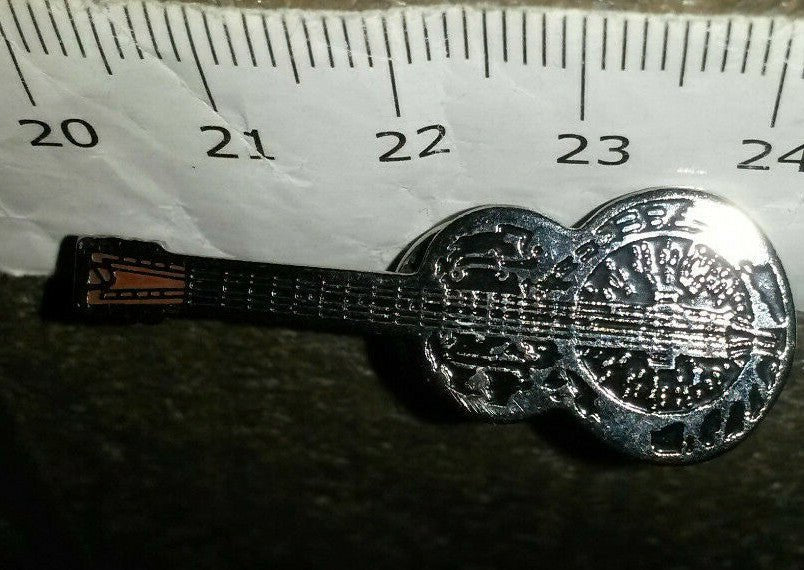 Dobro Style Guitar Black on Silver Colour Pin
