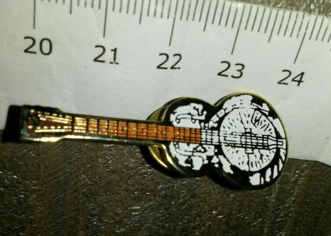 Dobro Style Guitar White on Gold colour Pin