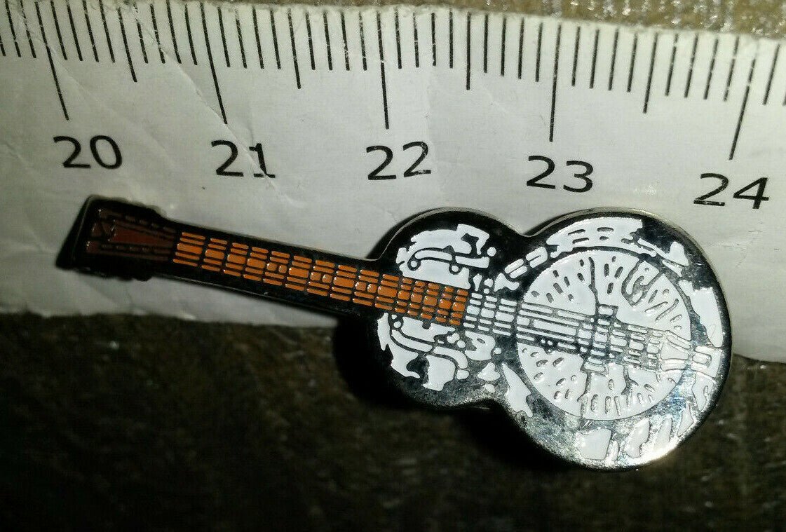 Dobro Style Guitar White on Silver Colour Pin