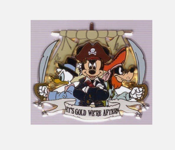 Donald Goofy Mickey Pirate Caribbean It's gold were after Disney Paris Dlrp pin