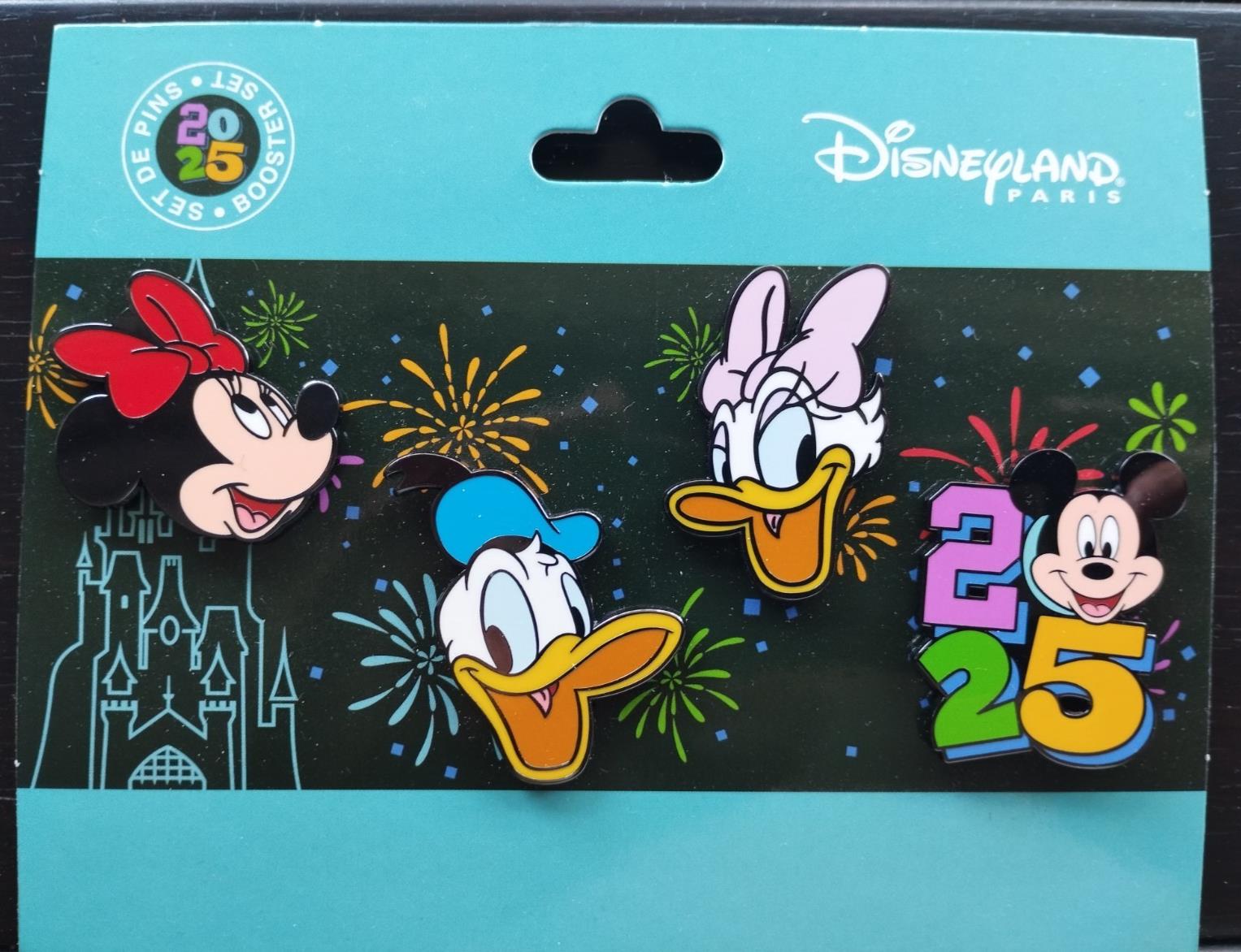 Donald Minnie Daisy Disney Paris Dlp January 2025 Celebration Booster Set 4 Pins