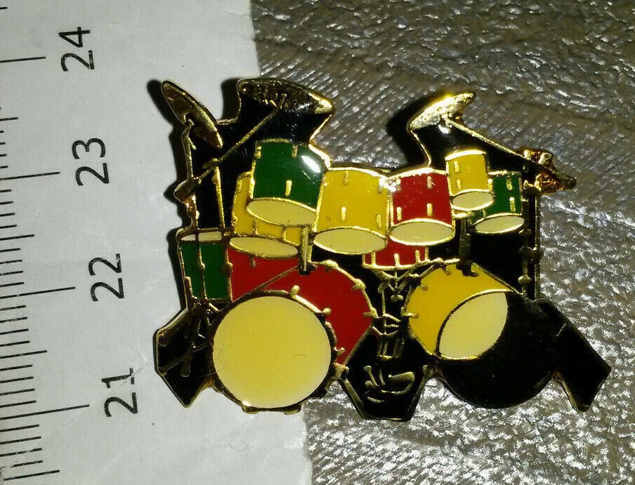 Drum set Rasta colours version Pin