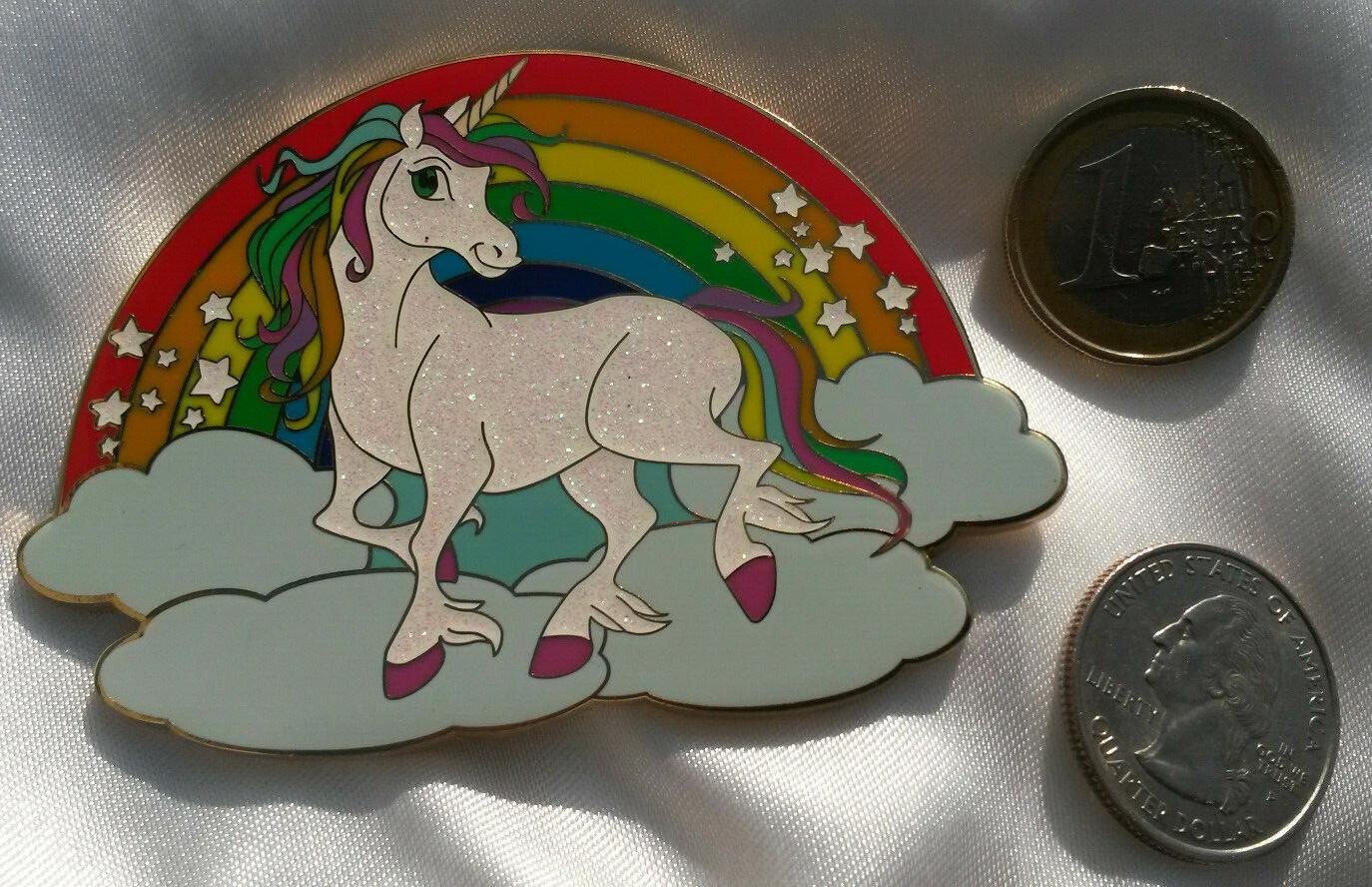 Glitter Unicorn over cloud with Rainbow LE250 Jumbo fairy - tale - pins Glitter Pin