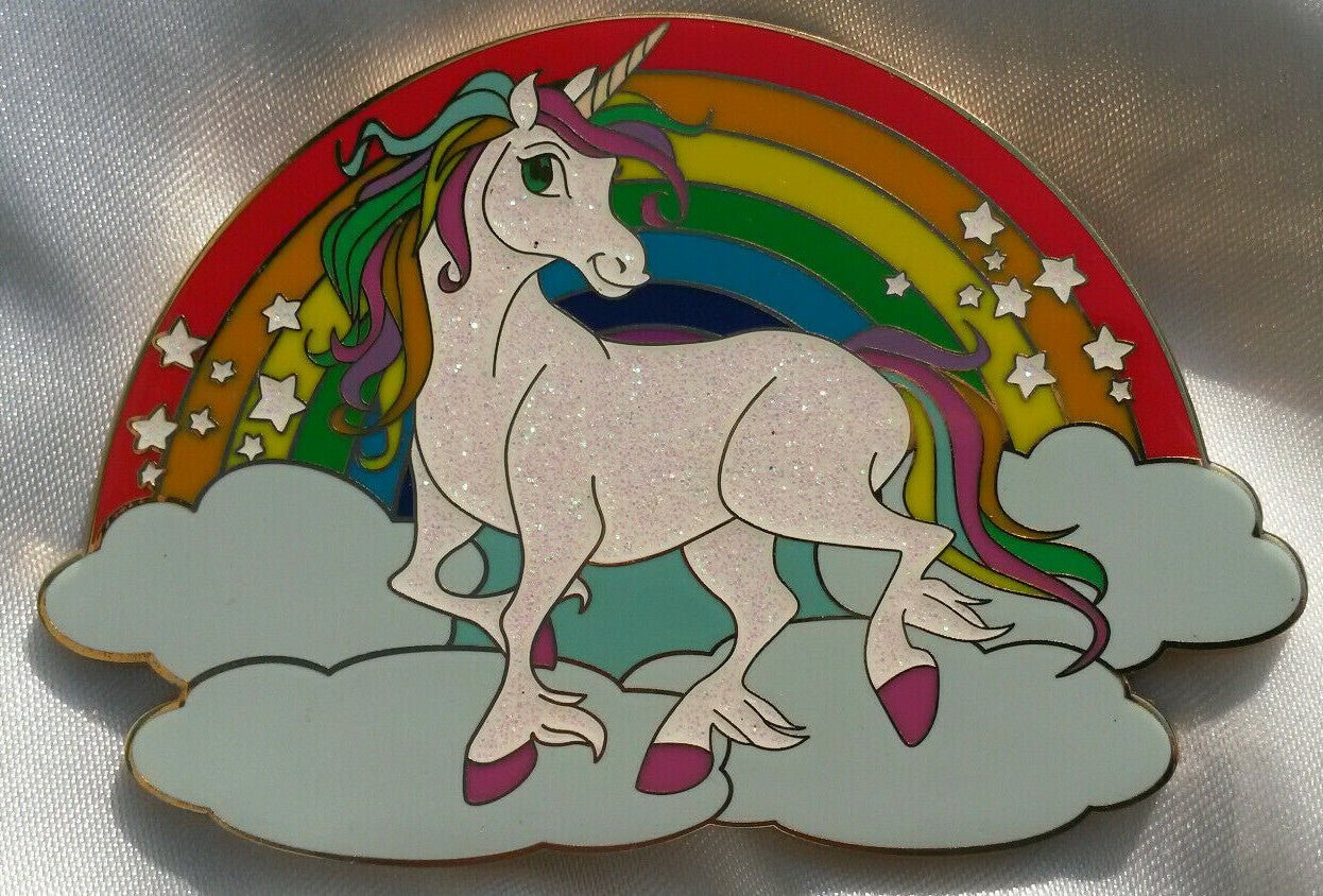 Glitter Unicorn over cloud with Rainbow LE250 Jumbo fairy - tale - pins Glitter Pin