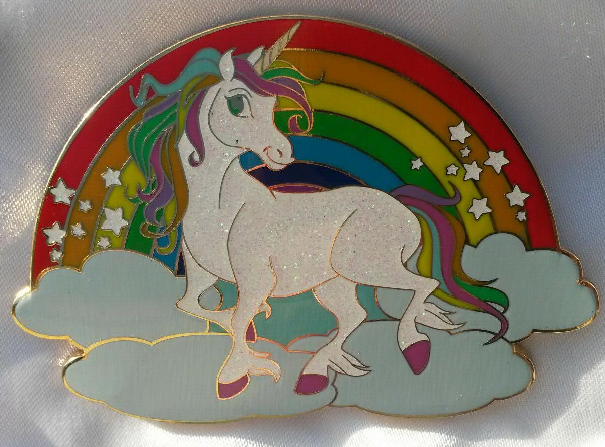 Glitter Unicorn over cloud with Rainbow LE250 Jumbo fairy - tale - pins Glitter Pin
