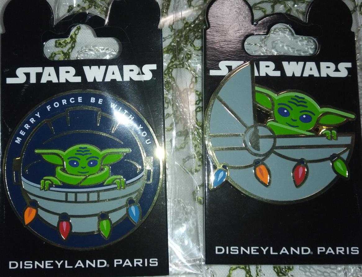 Grogu baby Yoda Merry Force be with you Christmas Disney Paris DLP 2022 2 Pins