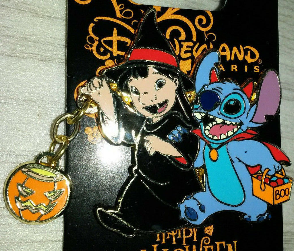 Lilo Witch Stitch Dracula Halloween Disney Paris Dlp 2019 Pumpkin Dangle Pin