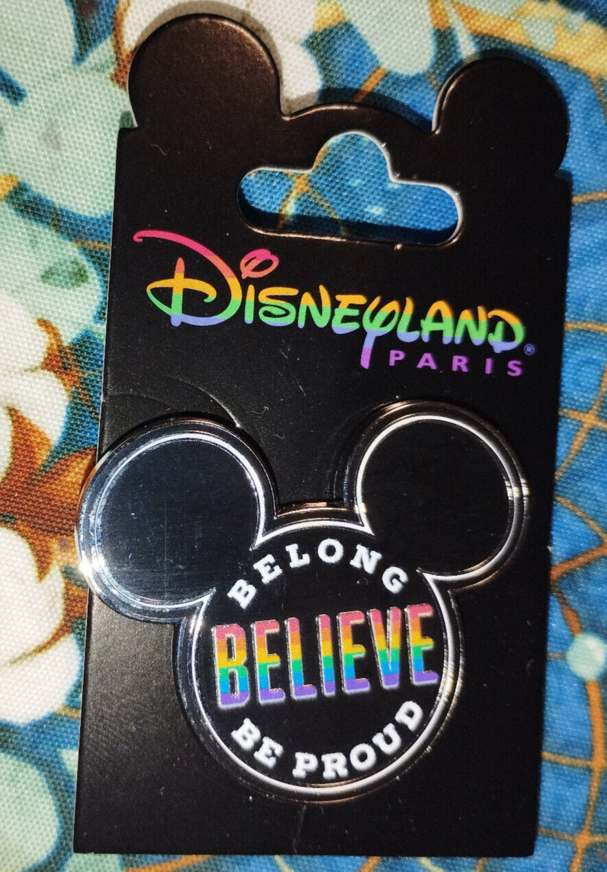 Mickey Head Belong Believe Be Proud Rainbow Color Disney Paris Dlp June 2024 Pin